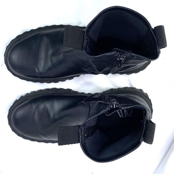 Zara Women's Size EU 35 US 4.5 Faux Leather Zip Platform Midi Booties Black 1554 - Picture 8 of 12